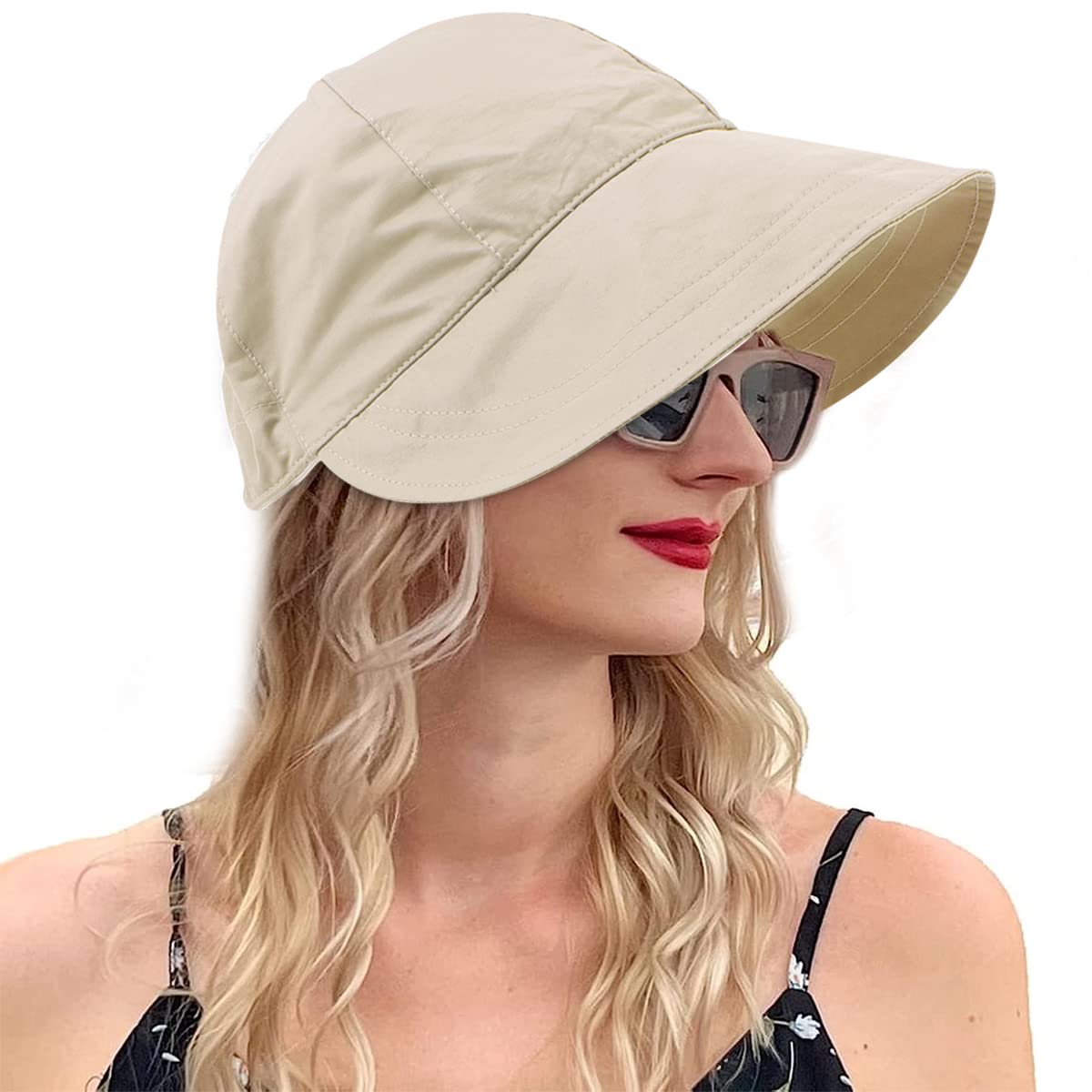PALAY Sun Hat for Women, Fashion Wide Brim UV Protection Bucket Hat with Drawstring Closure, Lightweight Quick Dry Cap (Beige) PALAY Sun Hat for Women, Fashion Wide Brim UV Protection Bucket Hat with Drawstring Closure, Lightweight Quick Dry Cap (Beige)